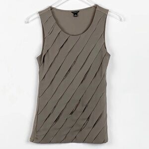 Ann Taylor Pleat Ruffle Front Top Dark Taupe Size XSmall